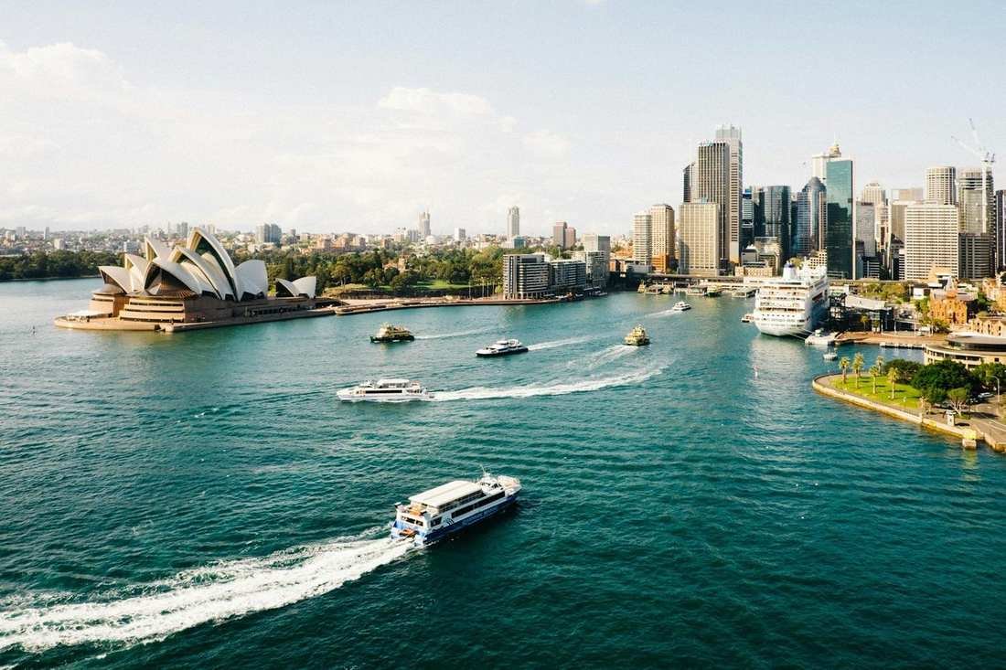 Sydney Opera House and a cruise ship on the harbor