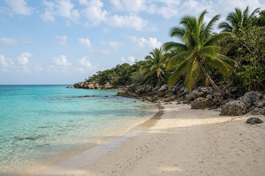 Turquoise water and a Caribbean beach