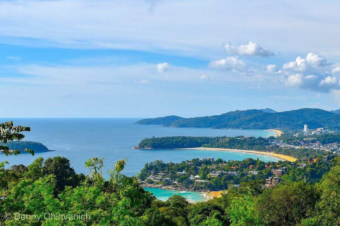 The Phuket coast and green headlands